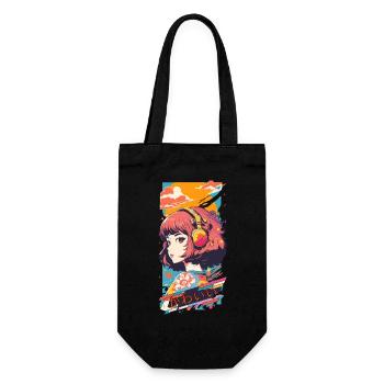 Anime Lofi - Geschenkbeutel für Flaschen - Schwarz - Vorne