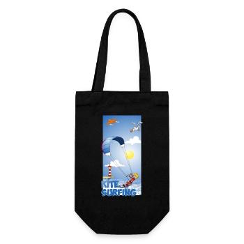 Colorful illustration of a kitesurfer - Gift Bag for Bottles - black - Front