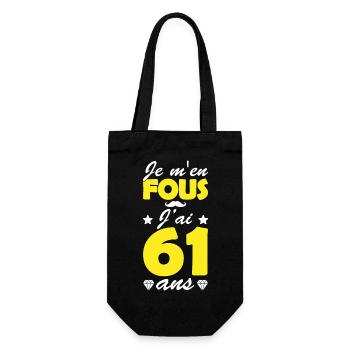 j ai 61 ans / cadeau anniversaire 61 ans - Sac à bouteille - noir - Devant