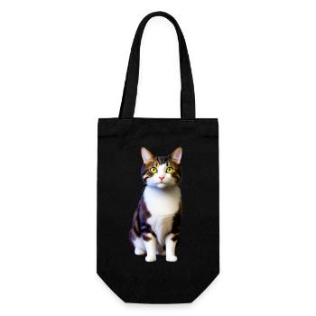 Domestic short haired cat looks at you lonely - Gift Bag for Bottles - black - Front