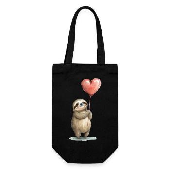 Faultier Herz Aquarell - Geschenkbeutel für Flaschen - Schwarz - Vorne