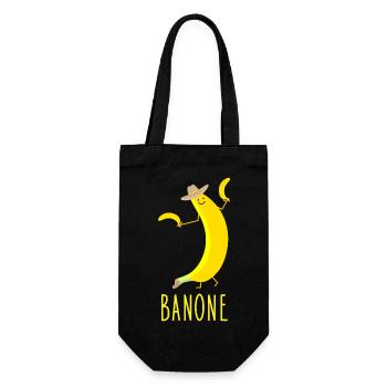 Funny banana as a cowboy (b) - Gift Bag for Bottles - black - Front