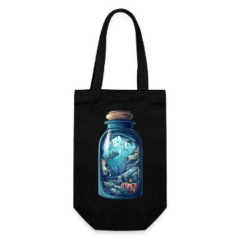 Ozean Flasche Zeichnung - Geschenkbeutel für Flaschen - Schwarz - Vorne