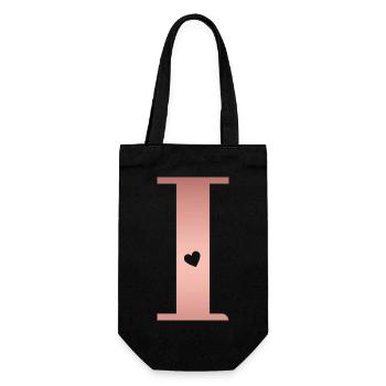Buchstabe I Roségold - Geschenkbeutel für Flaschen - Schwarz - Vorne