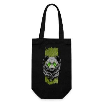 Tranquil Jade: Sanfter grünäugiger Panda - Geschenkbeutel für Flaschen - Schwarz - Vorne