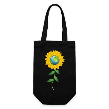 Planète Terre et fleur de tournesol - Sac à bouteille - noir - Devant