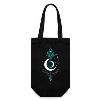 Mondpfeil mit Lotus und Kristall - Mond Spirit - Geschenkbeutel für Flaschen - Schwarz - Vorne