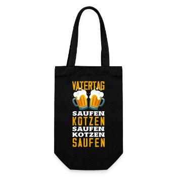 Lustiges Vatertag Geschenk Papa Bier - Geschenkbeutel für Flaschen - Schwarz - Vorne