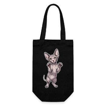 Cute Sphynx Cat Standing Posture Portrait - Gift Bag for Bottles - black - Front