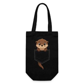 Une loutre mignonne qui sort de sa poche, - Sac à bouteille - noir - Devant