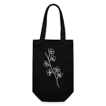 Silhouette botanique des fleurs de ligne - Sac à bouteille - noir - Devant