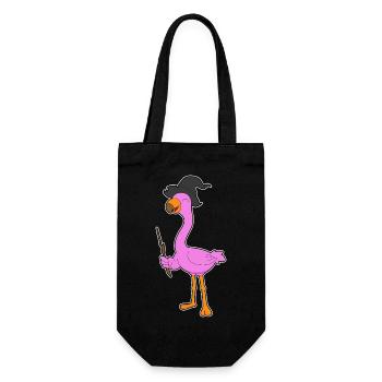 Flamingo Hexe Hexenhut - Geschenkbeutel für Flaschen - Schwarz - Vorne