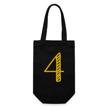 4 JAHRE. 4-jähriges JUBILÄUM. GEBURTSTAG 4 JAHRE. 4 - Geschenkbeutel für Flaschen - Schwarz - Vorne