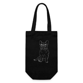 Französische Bulldogge - Geschenkbeutel für Flaschen - Schwarz - Vorne