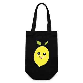 Kawaii Zitrone Kawaii Früchte Kawaii Obst - Geschenkbeutel für Flaschen - Schwarz - Vorne