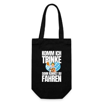 Komm ich trinke dann kannst du fahren - Geschenkbeutel für Flaschen - Schwarz - Vorne
