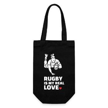 Ich Liebe Rugby - Geschenkbeutel für Flaschen - Schwarz - Vorne