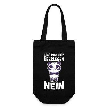 Lass mich kurz überlegen NEIN - Geschenkbeutel für Flaschen - Schwarz - Vorne