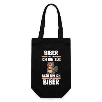 Nagetier Biberliebhaber Biber - Geschenkbeutel für Flaschen - Schwarz - Vorne