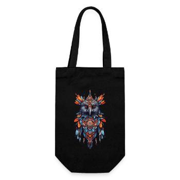 Raven Bohemian Feather & Magic Spirit Bird Design - Gift Bag for Bottles - black - Front