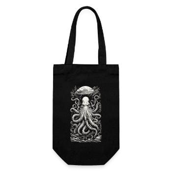 Ukiyo-E Vintage Kraken Fisherman Sea Fishing Design - Gift Bag for Bottles - black - Front