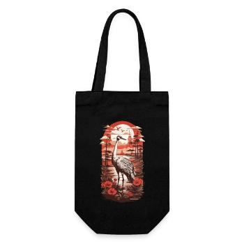 Vintage Crane Japan's Elegance Bird Retro Design - Gift Bag for Bottles - black - Front