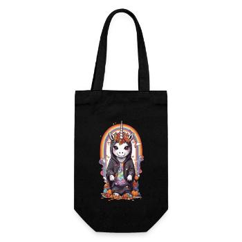 Sort de licorne d’Halloween et fête arc-en-ciel - Sac à bouteille - noir - Devant