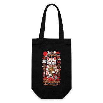 Cat Design Lucky Cat Ukiyo-E Japan Style - Gift Bag for Bottles - black - Front