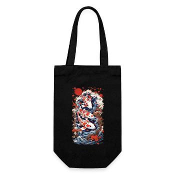 Ukiyo-E Koi carpe Art rétro Japon Design Style - Sac à bouteille - noir - Devant