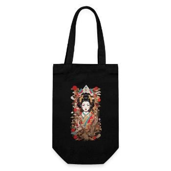 Retro Geisha Popart Japan Art Style - Geschenkbeutel für Flaschen - Schwarz - Vorne