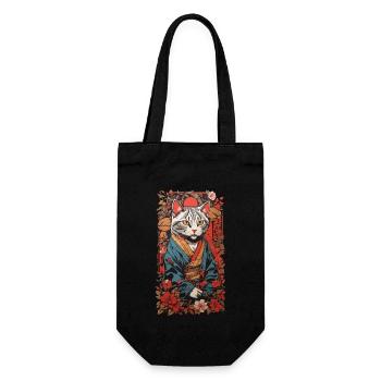 Chat japonais esthétique en kimono Ukiyo-E - Sac à bouteille - noir - Devant