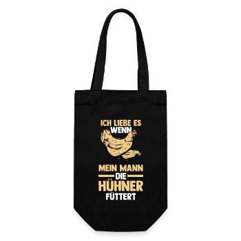 Huhn Hühnerstall Bauernhof Bauer Landwirt Hühner - Geschenkbeutel für Flaschen - Schwarz - Vorne