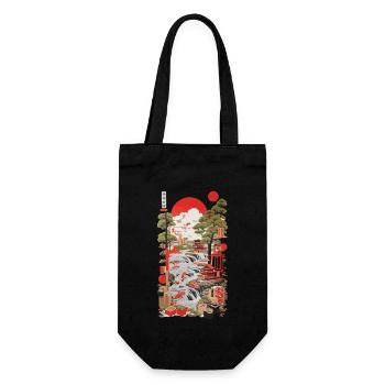 Ukiyo-E Sushi Design in Retro Vintage Style - Gift Bag for Bottles - black - Front