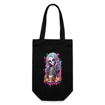 Gothique Kawaii tête de mort petit déjeuner Design - Sac à bouteille - noir - Devant