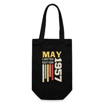 Mai 1957 - Geburtstagsgeschenk geboren im Mai 1957 Mai - Geschenkbeutel für Flaschen - Schwarz - Vorne