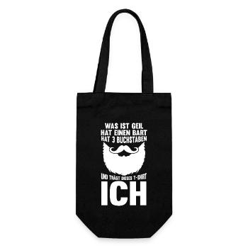 Bärtig Bartträger Schnurrbart Bart - Geschenkbeutel für Flaschen - Schwarz - Vorne