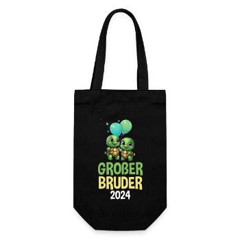 Ich Werde Großer Bruder 2024 Schildkröte Baby - Geschenkbeutel für Flaschen - Schwarz - Vorne