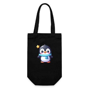 Designs For Kids – Putzige Pinguine - Geschenkbeutel für Flaschen - Schwarz - Vorne