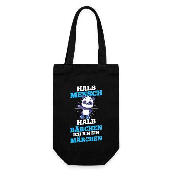 Halb Mensch Halb Bärchen - Geschenkbeutel für Flaschen - Schwarz - Vorne