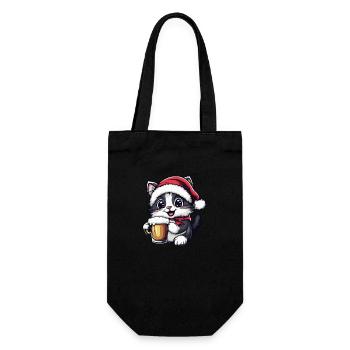 Chat Bière de Noël Drôle - Sac à bouteille - noir - Devant