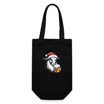 Bergziege Weihnachten Bier Lustig - Geschenkbeutel für Flaschen - Schwarz - Vorne