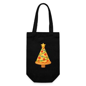Pizza Christmas Tree - Gift Bag for Bottles - black - Front