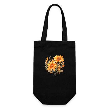 Blumen - Geschenkbeutel für Flaschen - Schwarz - Vorne