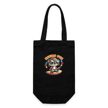 Drôle de loutre surfeuse avec des lunettes de soleil - Sac à bouteille - noir - Devant