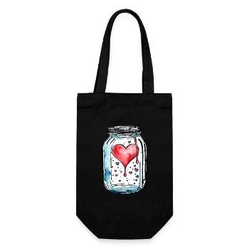 Glass Full of Love Hearts Watercolors - Gift Bag for Bottles - black - Front