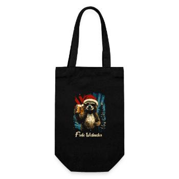 Weihnachtsfeier Bier Faultier lustig - Geschenkbeutel für Flaschen - Schwarz - Vorne