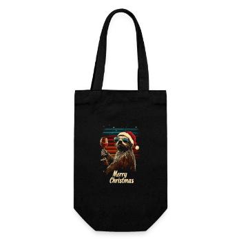 Christmas Party Wine Sloth Funny - Gift Bag for Bottles - black - Front