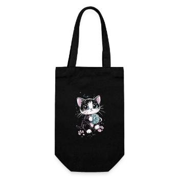 Cute cat with ball of wool - Gift Bag for Bottles - black - Front