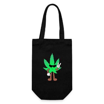 Der Bloom - Weed Cannabis Stoned Hanf Marihuana - Geschenkbeutel für Flaschen - Schwarz - Vorne