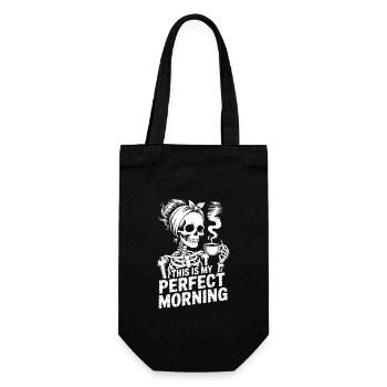 Perfect morning with coffee skeleton with coffee pot - Gift Bag for Bottles - black - Front